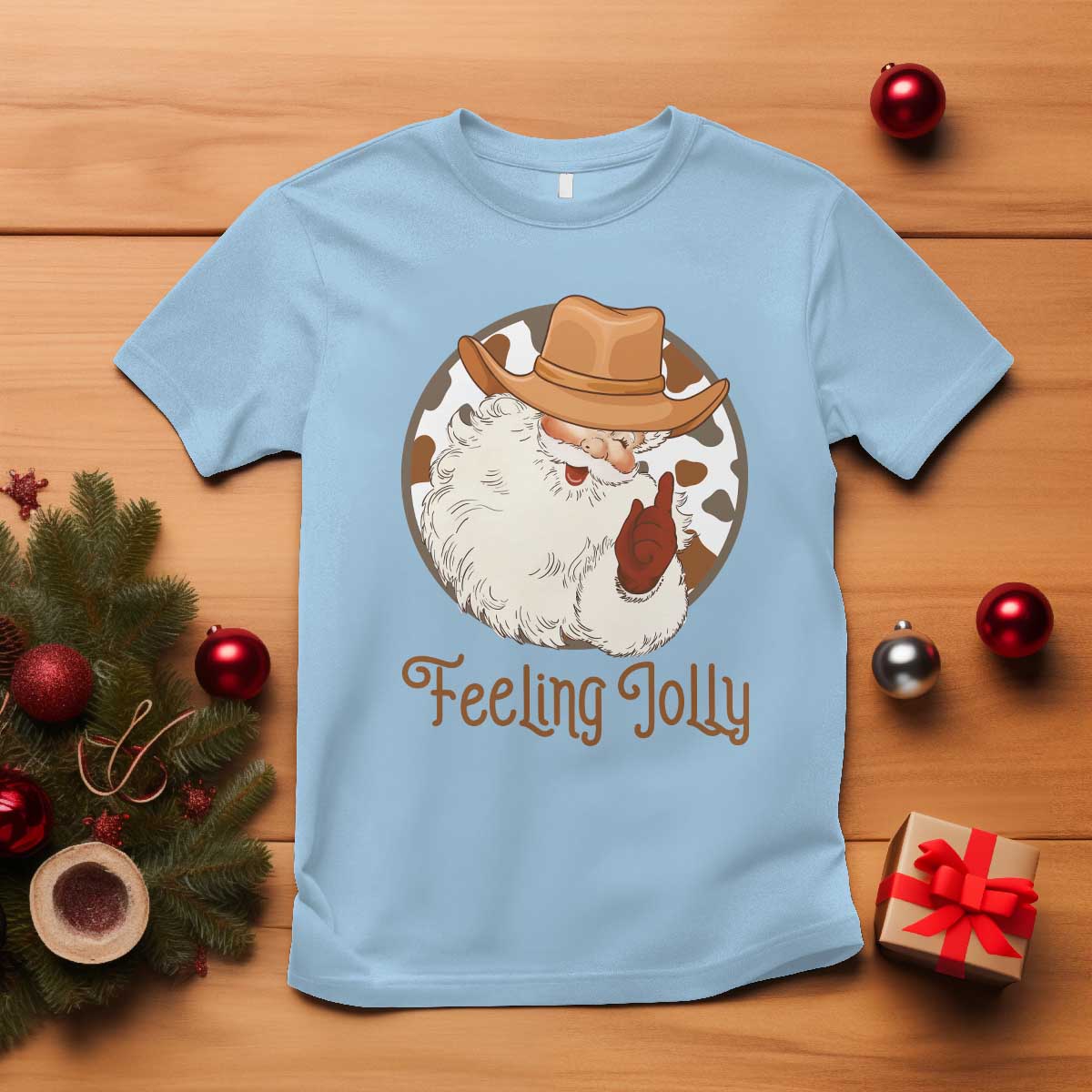Black Cowboy Santa Christmas T Shirt Feeling Jolly - African Pride