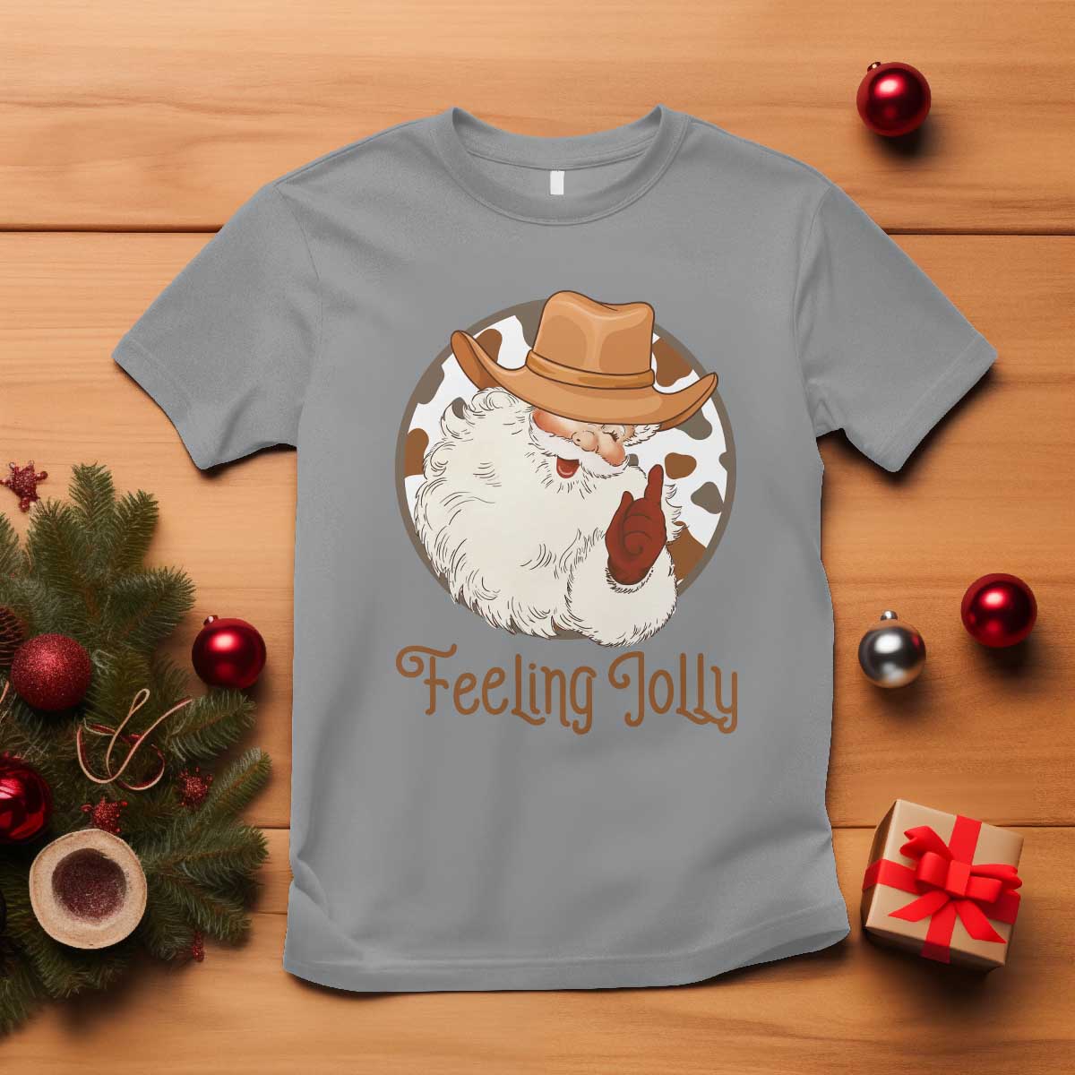 Black Cowboy Santa Christmas T Shirt Feeling Jolly - African Pride