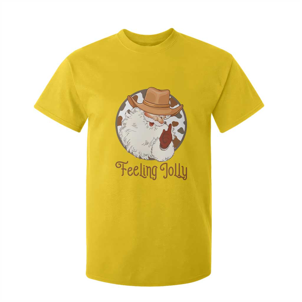 Black Cowboy Santa Christmas T Shirt For Kid Feeling Jolly - African Pride