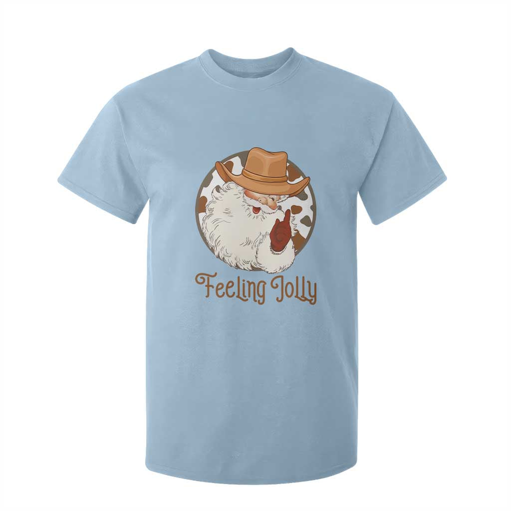 Black Cowboy Santa Christmas T Shirt For Kid Feeling Jolly - African Pride