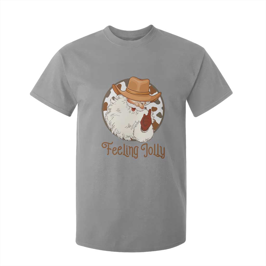 Black Cowboy Santa Christmas T Shirt For Kid Feeling Jolly - African Pride