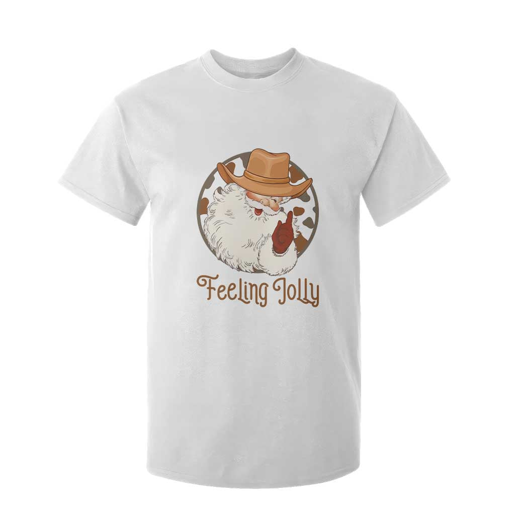 Black Cowboy Santa Christmas T Shirt For Kid Feeling Jolly - African Pride