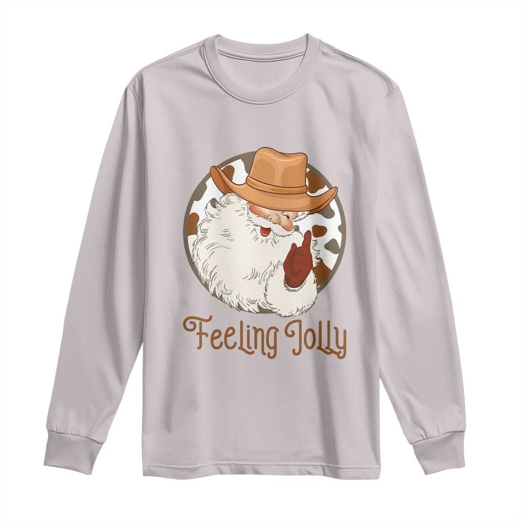 Black Cowboy Santa Christmas Long Sleeve Shirt Feeling Jolly - African Pride