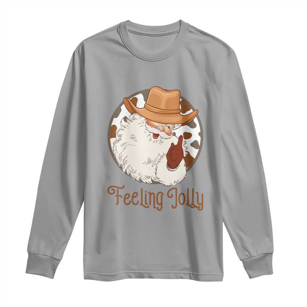 Black Cowboy Santa Christmas Long Sleeve Shirt Feeling Jolly - African Pride