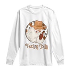 Black Cowboy Santa Christmas Long Sleeve Shirt Feeling Jolly - African Pride