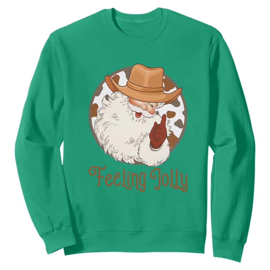 Black Cowboy Santa Christmas Sweatshirt Feeling Jolly - African Pride