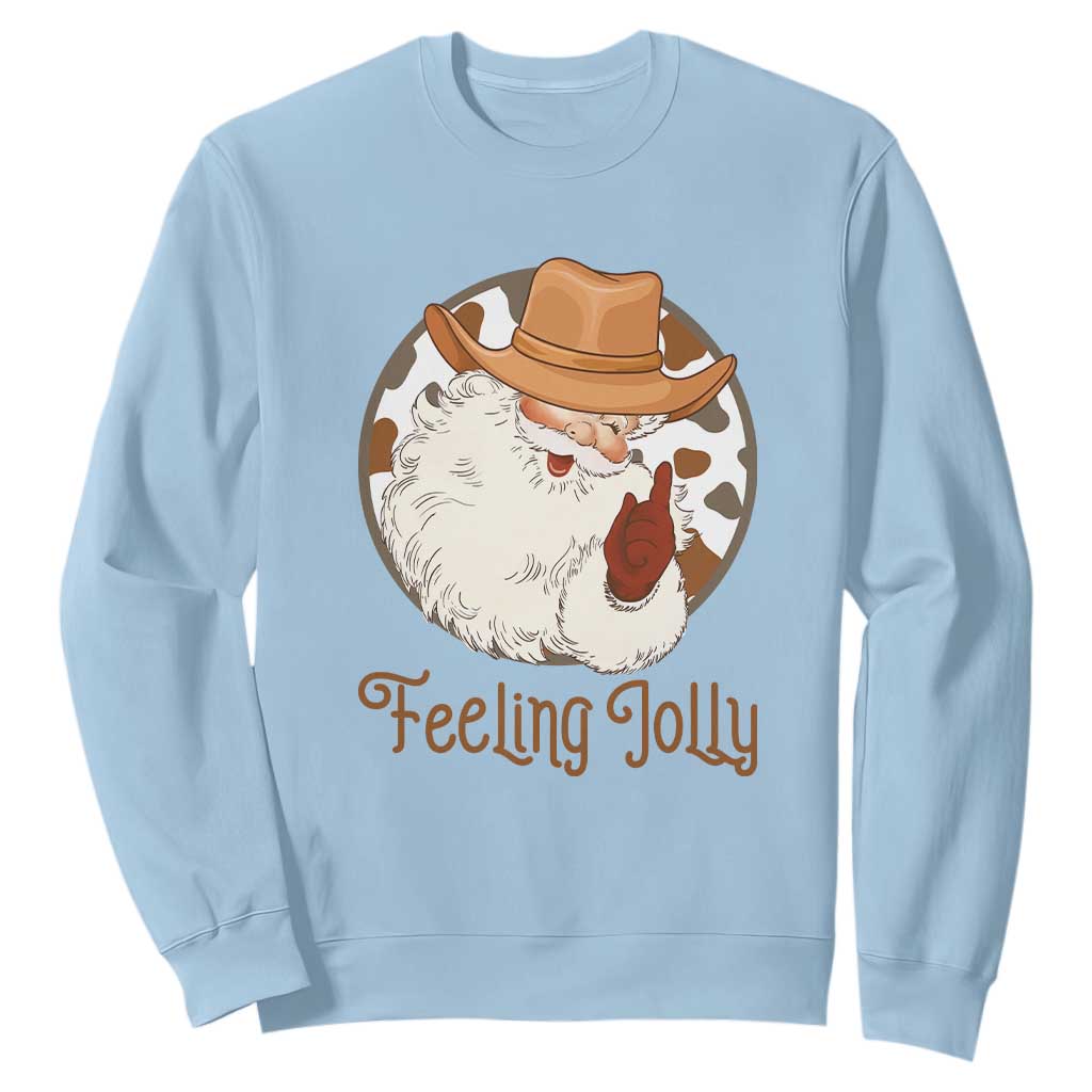Black Cowboy Santa Christmas Sweatshirt Feeling Jolly - African Pride