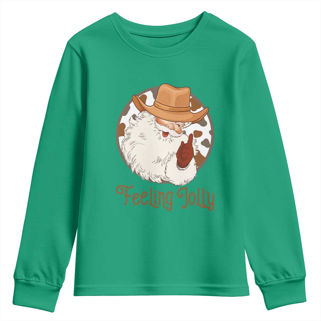Black Cowboy Santa Christmas Youth Sweatshirt Feeling Jolly - African Pride