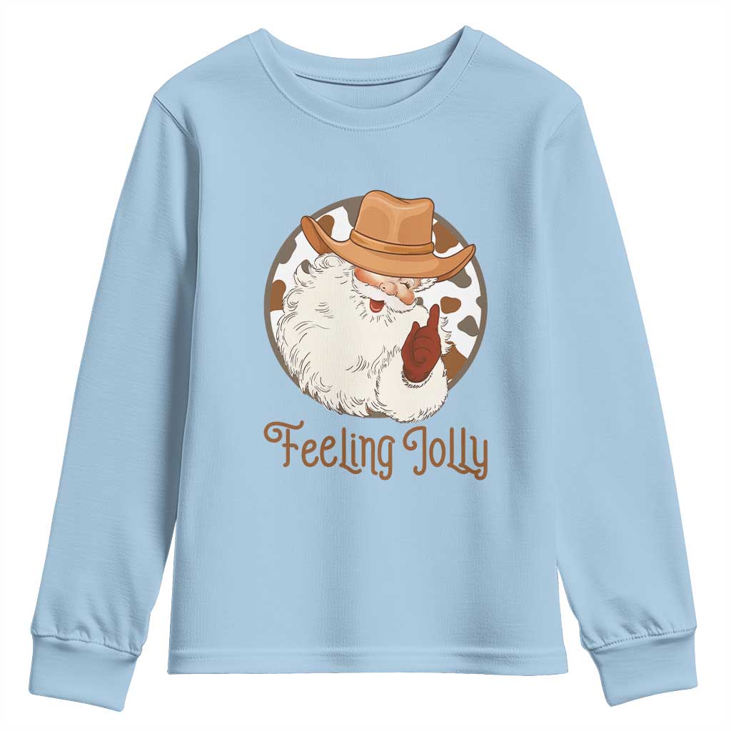 Black Cowboy Santa Christmas Youth Sweatshirt Feeling Jolly - African Pride