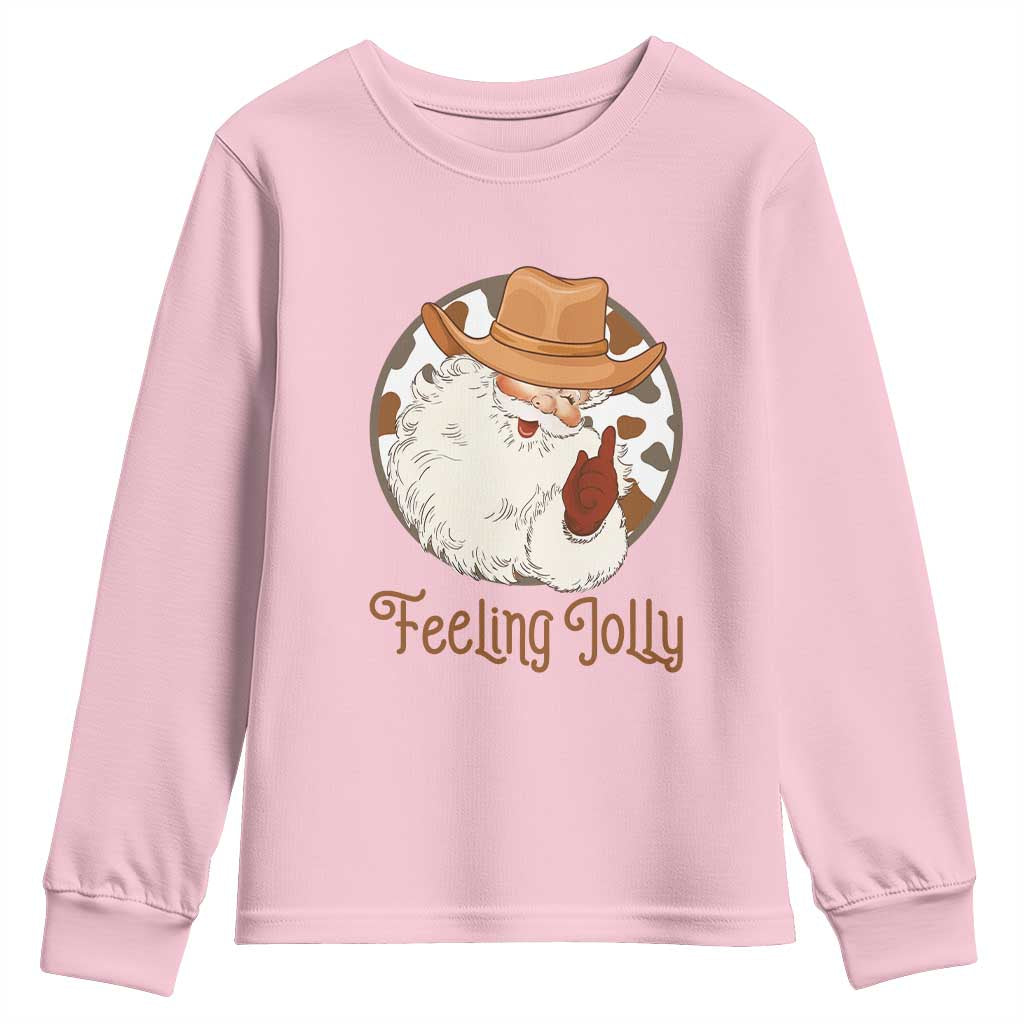 Black Cowboy Santa Christmas Youth Sweatshirt Feeling Jolly - African Pride