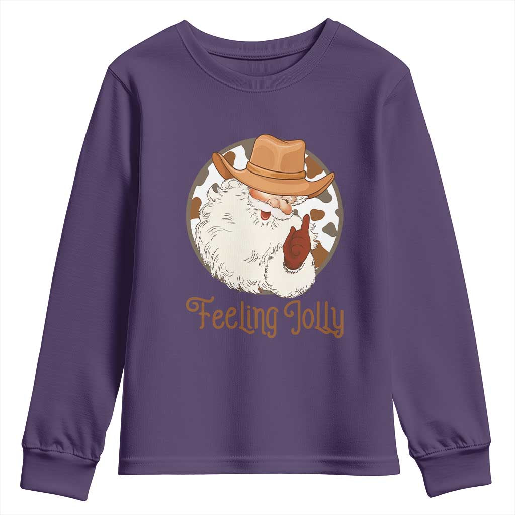 Black Cowboy Santa Christmas Youth Sweatshirt Feeling Jolly - African Pride