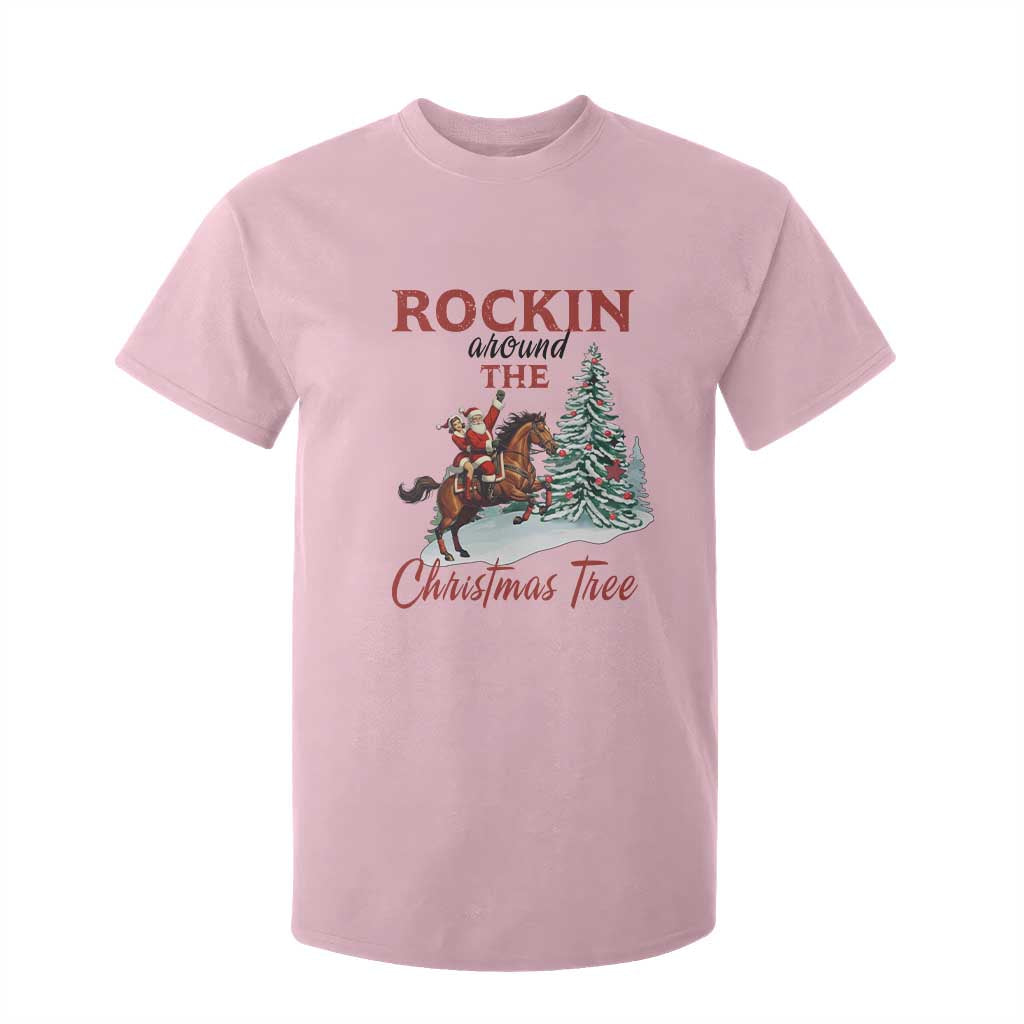 Cowboy Santa Western Christmas T Shirt For Kid Rockin Around The Xmas Tree - African Pride