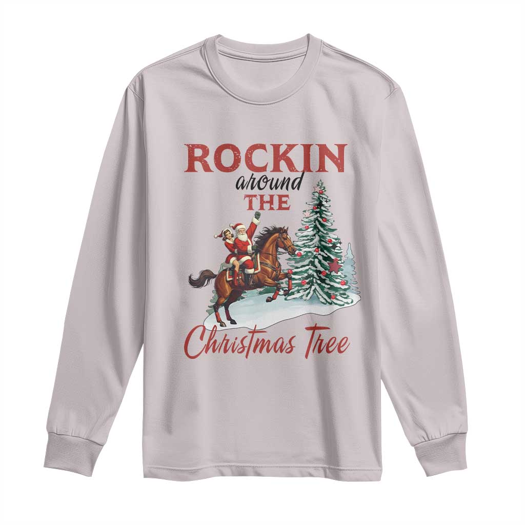 Cowboy Santa Western Christmas Long Sleeve Shirt Rockin Around The Xmas Tree - African Pride
