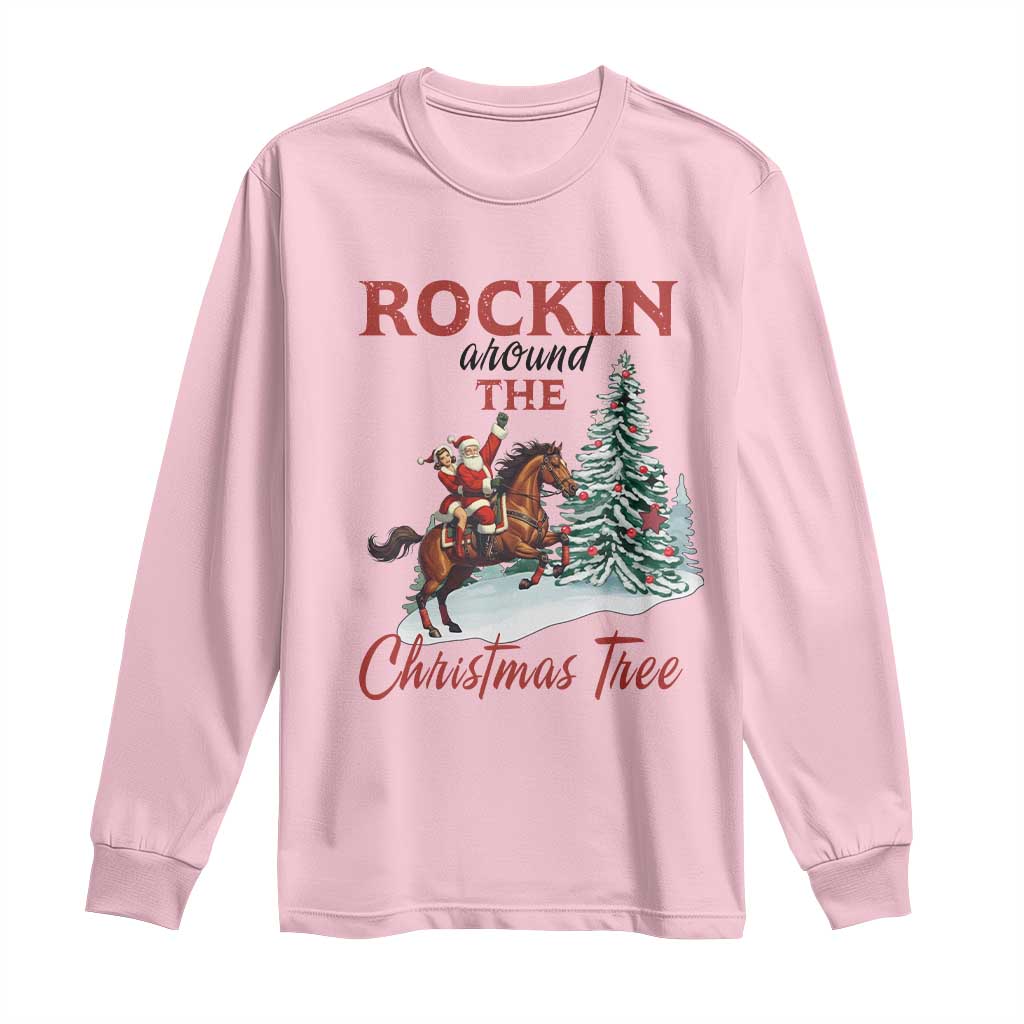 Cowboy Santa Western Christmas Long Sleeve Shirt Rockin Around The Xmas Tree - African Pride