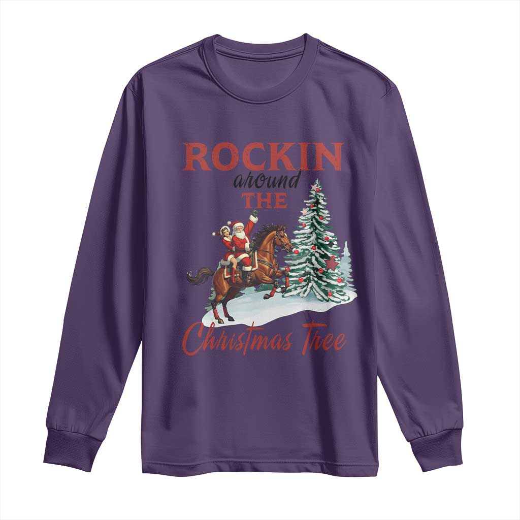 Cowboy Santa Western Christmas Long Sleeve Shirt Rockin Around The Xmas Tree - African Pride