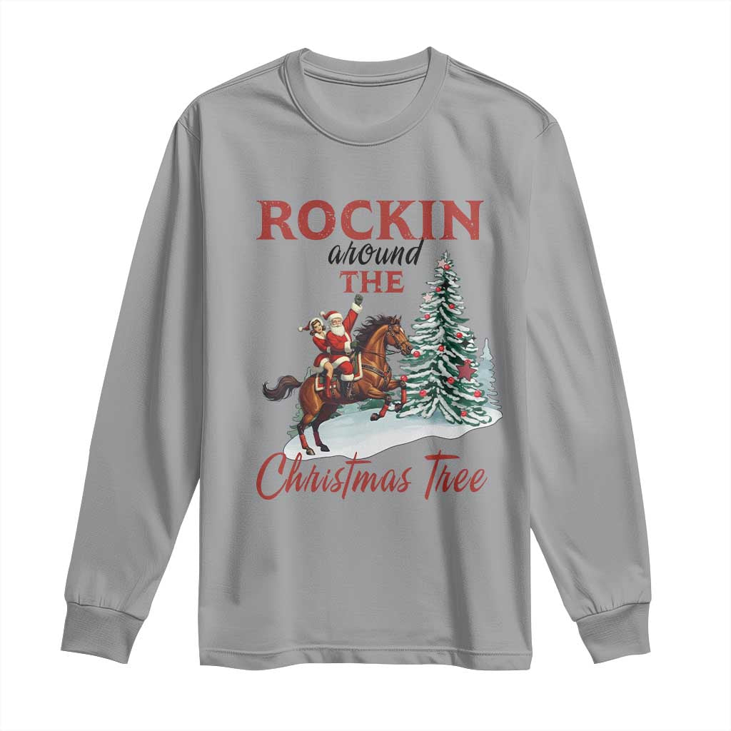 Cowboy Santa Western Christmas Long Sleeve Shirt Rockin Around The Xmas Tree - African Pride