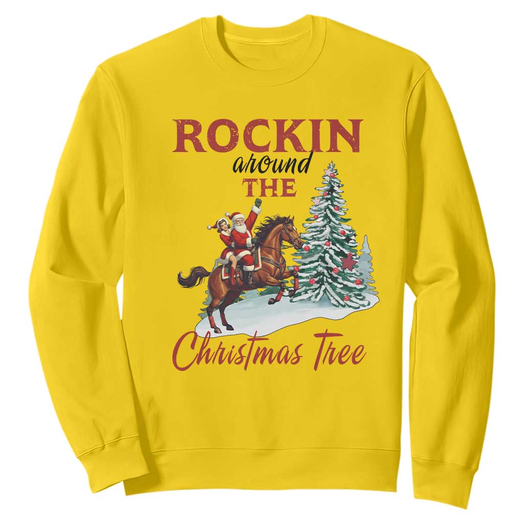 Cowboy Santa Western Christmas Sweatshirt Rockin Around The Xmas Tree - African Pride