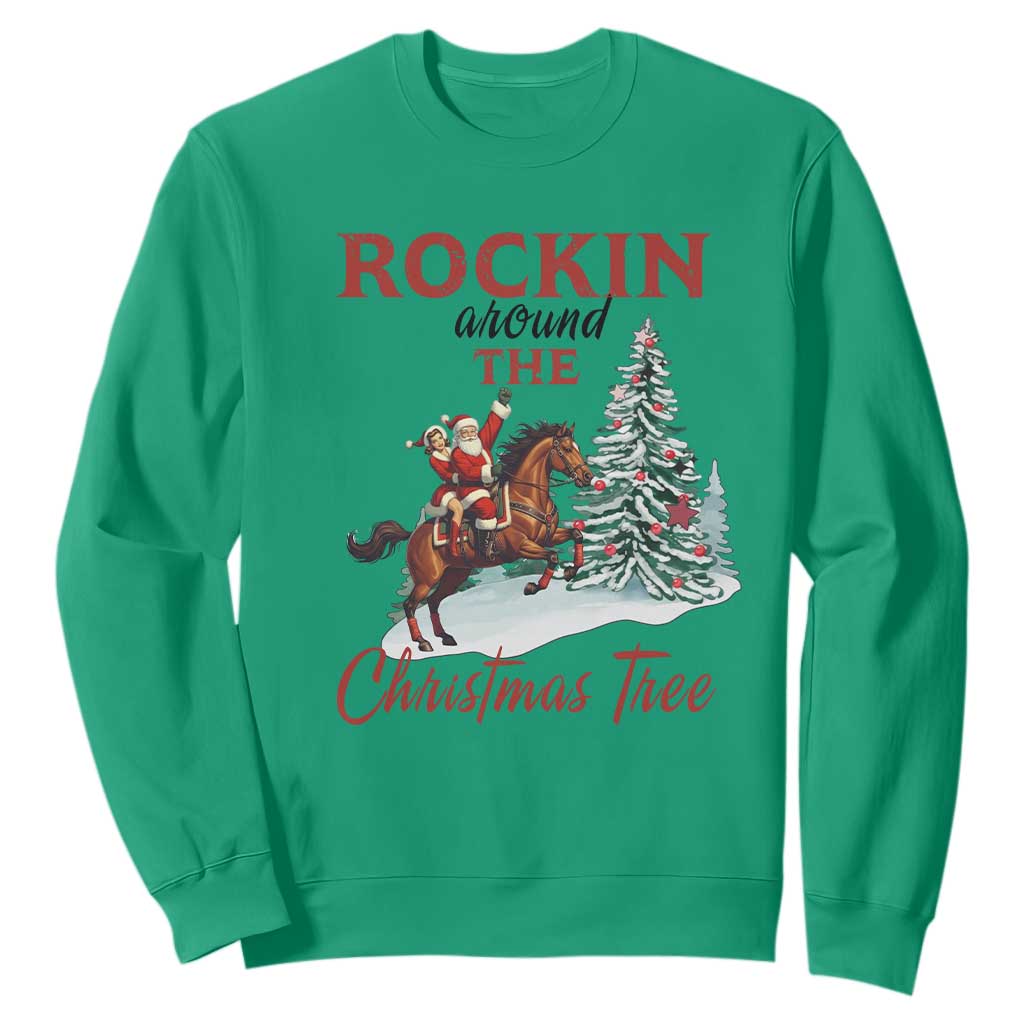 Cowboy Santa Western Christmas Sweatshirt Rockin Around The Xmas Tree - African Pride