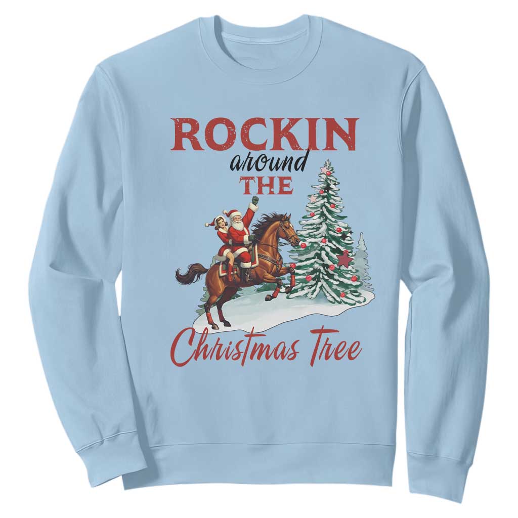 Cowboy Santa Western Christmas Sweatshirt Rockin Around The Xmas Tree - African Pride
