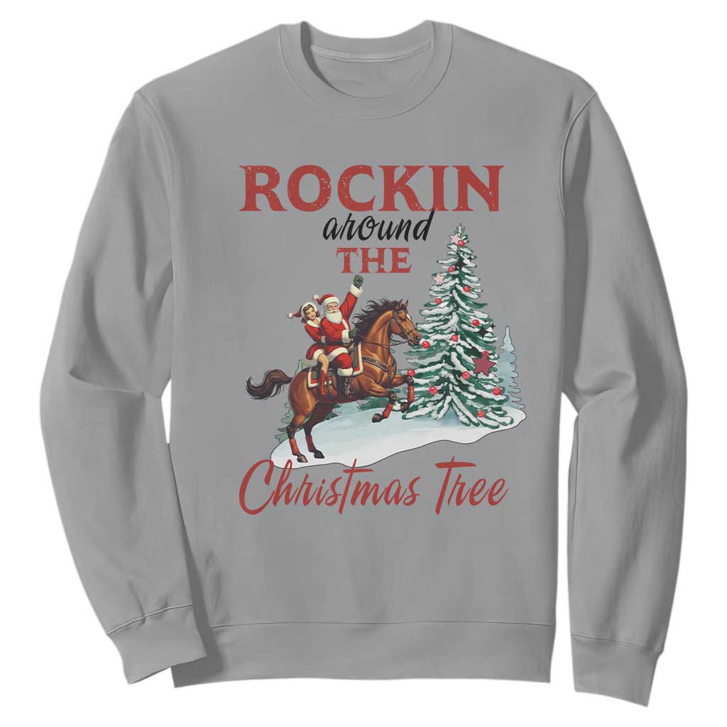 Cowboy Santa Western Christmas Sweatshirt Rockin Around The Xmas Tree - African Pride