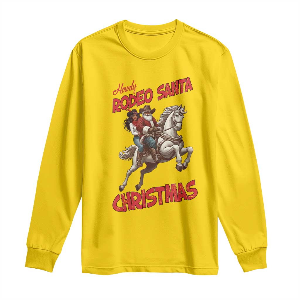 Black Cowboy Santa Christmas Long Sleeve Shirt African American Western - African Pride