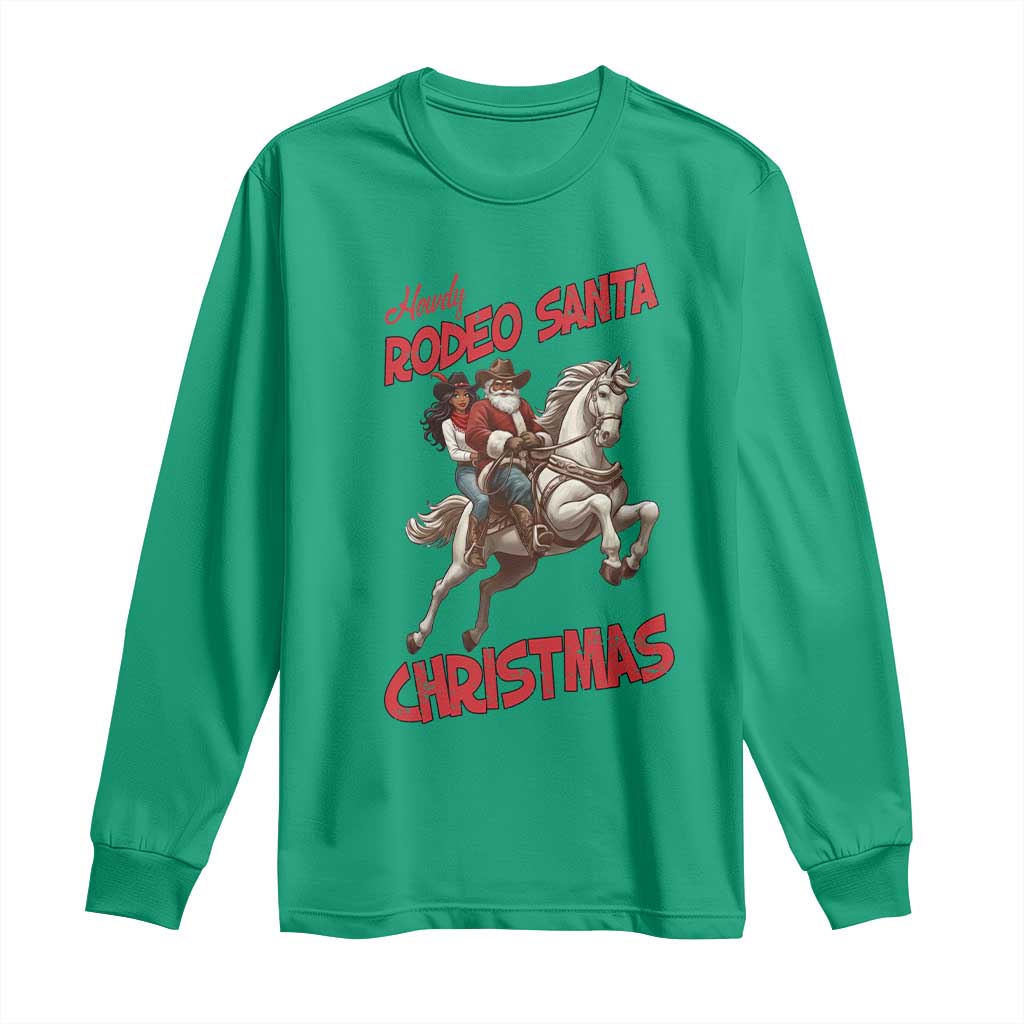 Black Cowboy Santa Christmas Long Sleeve Shirt African American Western - African Pride