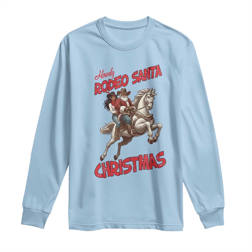 Black Cowboy Santa Christmas Long Sleeve Shirt African American Western - African Pride