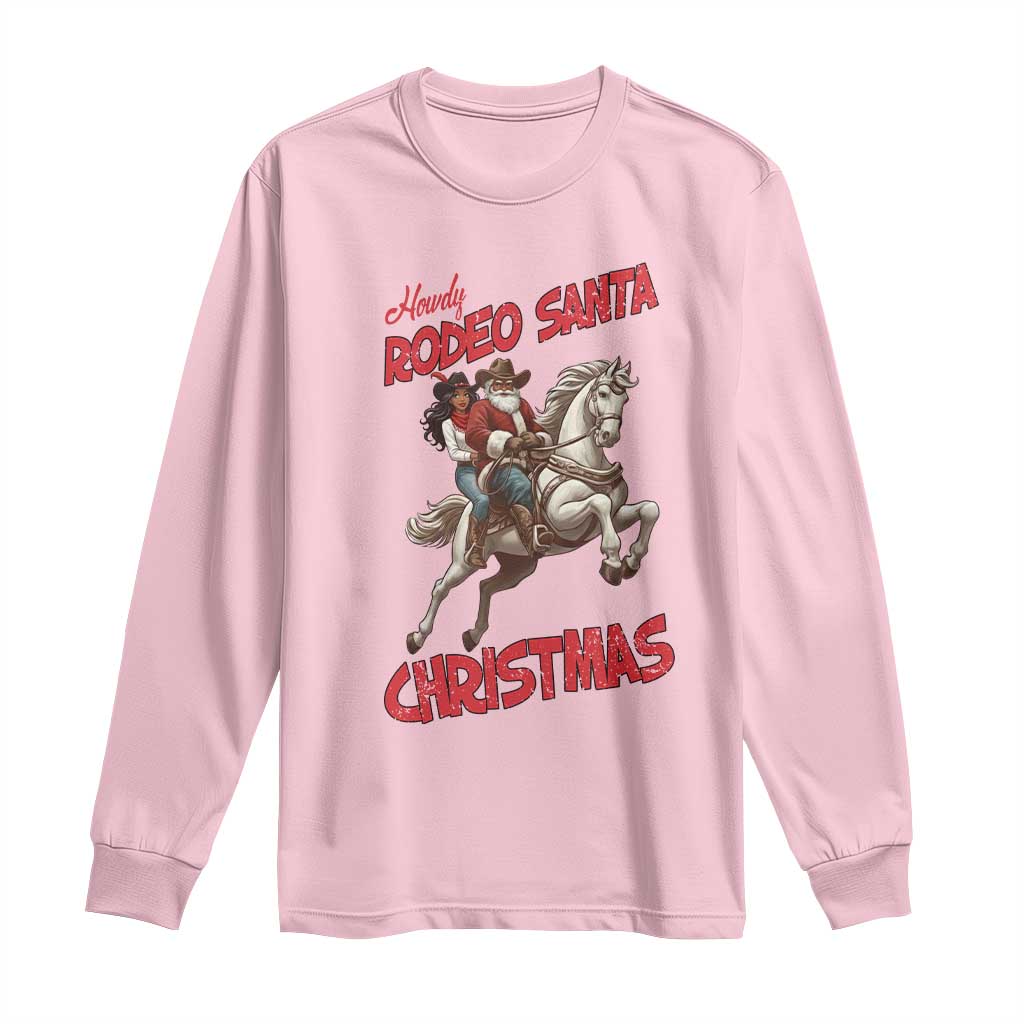 Black Cowboy Santa Christmas Long Sleeve Shirt African American Western - African Pride