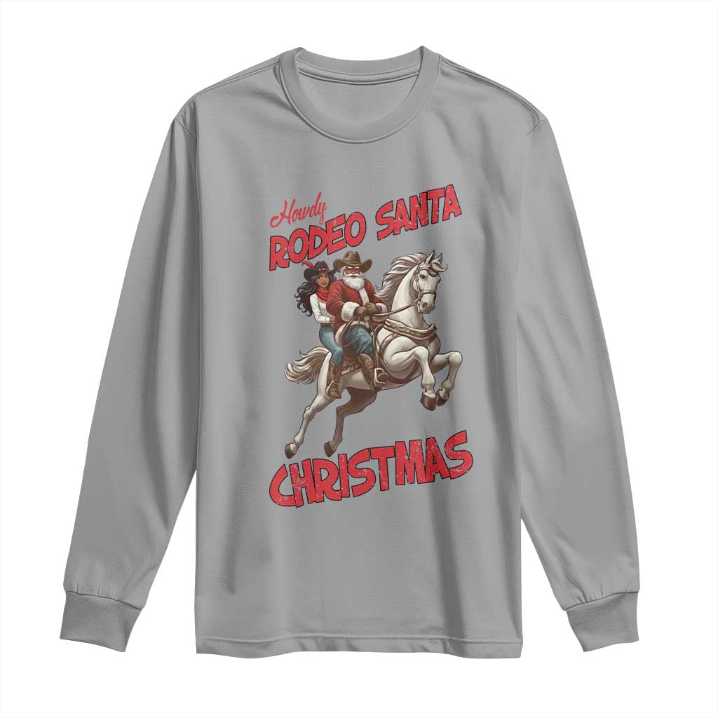 Black Cowboy Santa Christmas Long Sleeve Shirt African American Western - African Pride