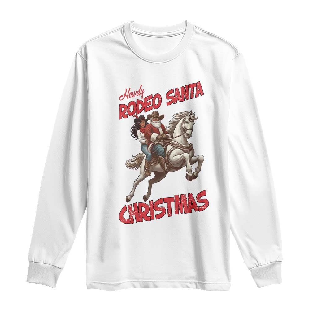 Black Cowboy Santa Christmas Long Sleeve Shirt African American Western - African Pride