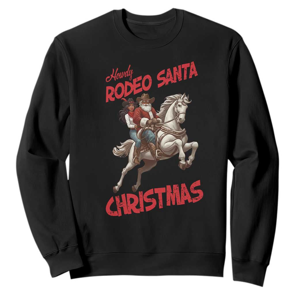 Black Cowboy Santa Christmas Sweatshirt African American Western - African Pride