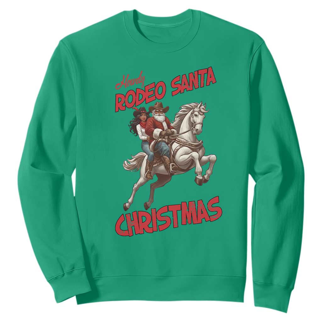Black Cowboy Santa Christmas Sweatshirt African American Western - African Pride