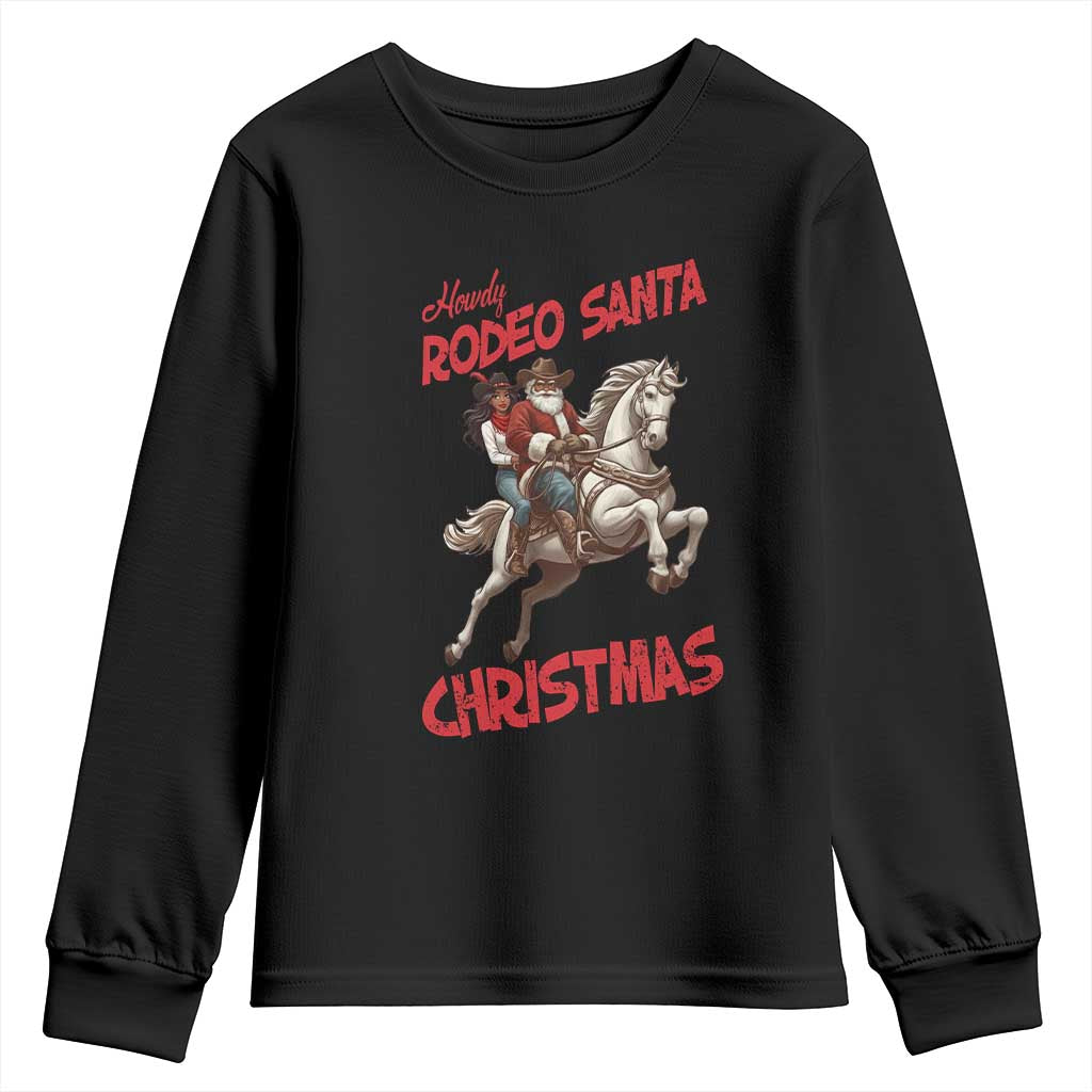 Black Cowboy Santa Christmas Youth Sweatshirt African American Western - African Pride