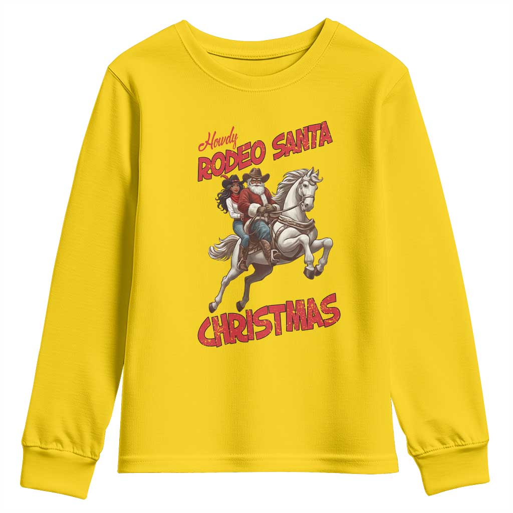 Black Cowboy Santa Christmas Youth Sweatshirt African American Western - African Pride