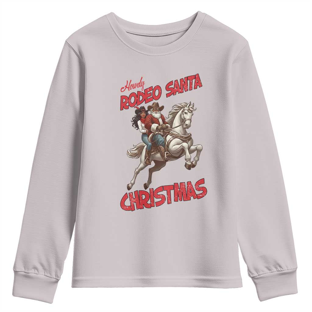 Black Cowboy Santa Christmas Youth Sweatshirt African American Western - African Pride