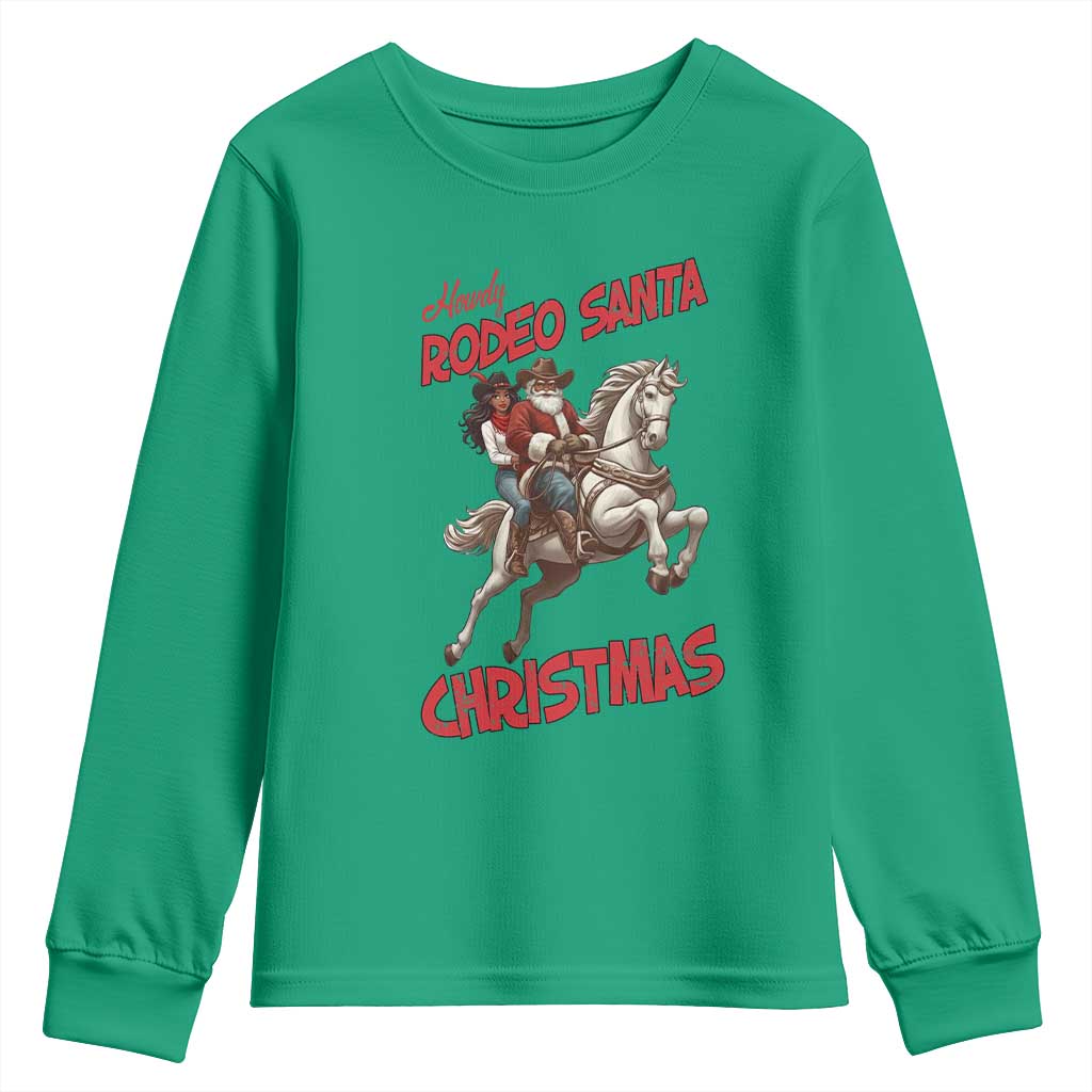 Black Cowboy Santa Christmas Youth Sweatshirt African American Western - African Pride