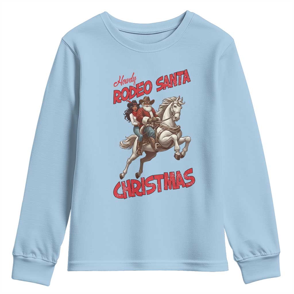 Black Cowboy Santa Christmas Youth Sweatshirt African American Western - African Pride