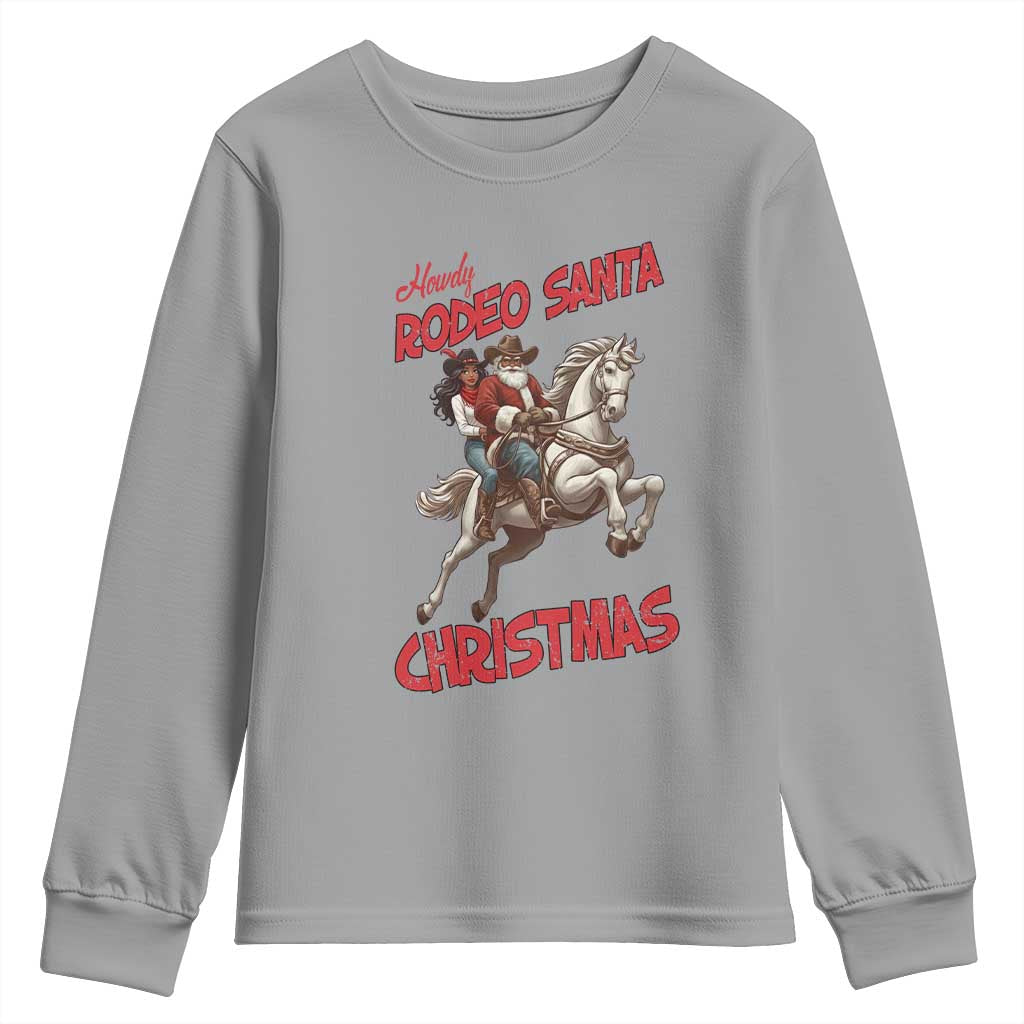 Black Cowboy Santa Christmas Youth Sweatshirt African American Western - African Pride