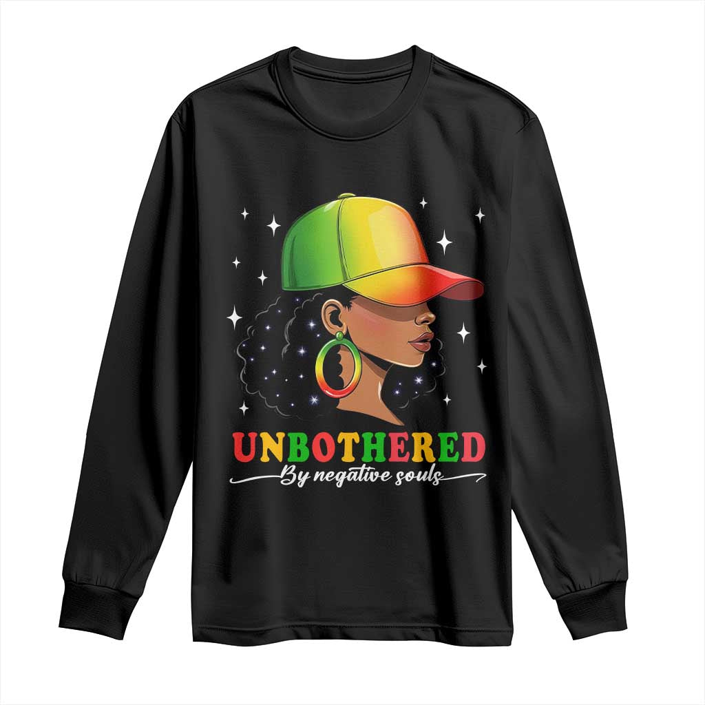 Afro African American Long Sleeve Shirt Unbothered By Negative Souls Black Sassy Queen