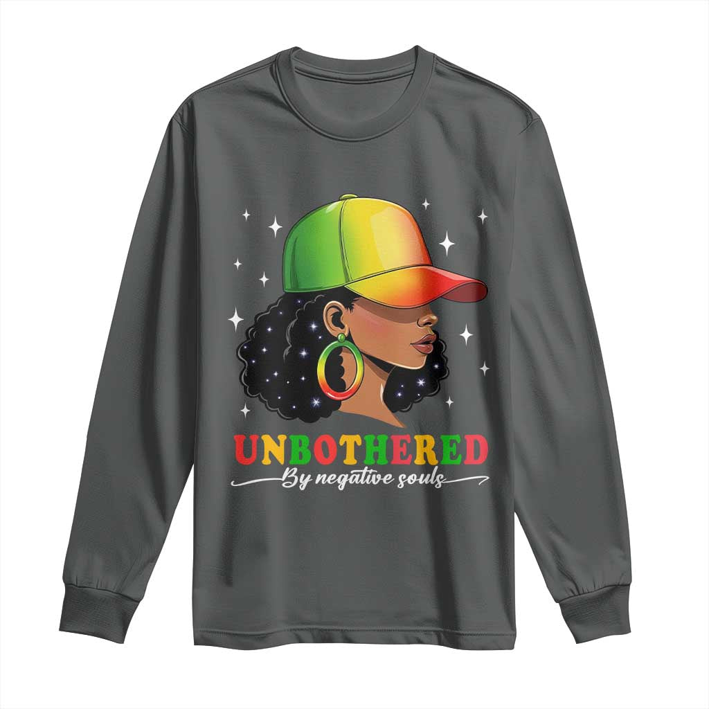 Afro African American Long Sleeve Shirt Unbothered By Negative Souls Black Sassy Queen