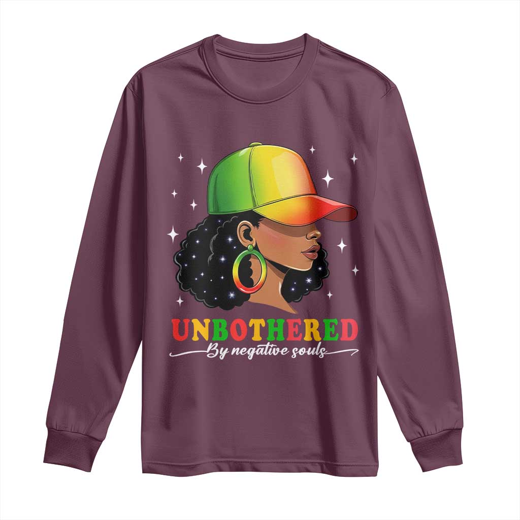Afro African American Long Sleeve Shirt Unbothered By Negative Souls Black Sassy Queen