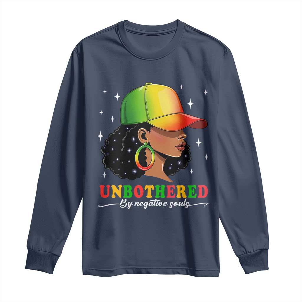 Afro African American Long Sleeve Shirt Unbothered By Negative Souls Black Sassy Queen