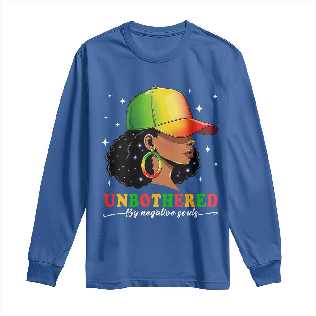 Afro African American Long Sleeve Shirt Unbothered By Negative Souls Black Sassy Queen