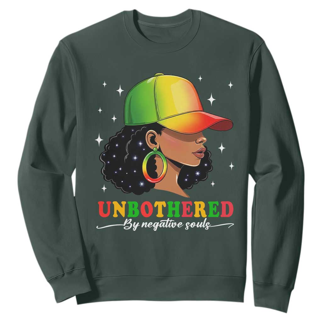 Afro African American Sweatshirt Unbothered By Negative Souls Black Sassy Queen