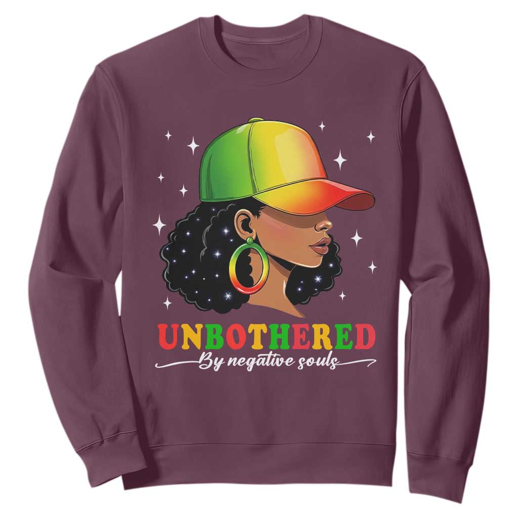 Afro African American Sweatshirt Unbothered By Negative Souls Black Sassy Queen