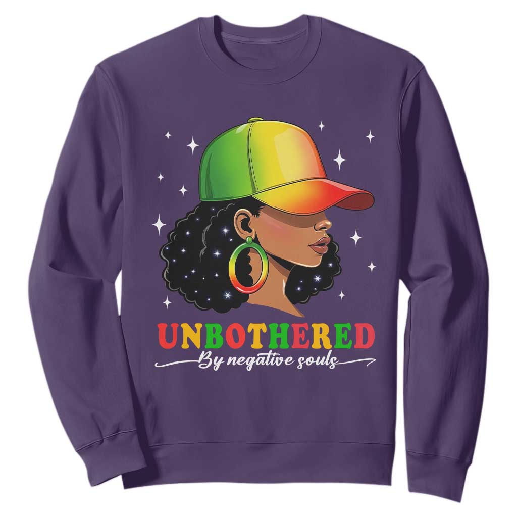 Afro African American Sweatshirt Unbothered By Negative Souls Black Sassy Queen