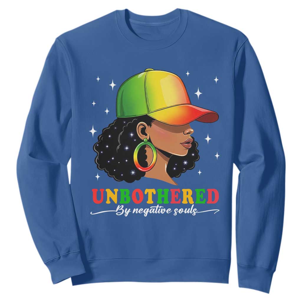 Afro African American Sweatshirt Unbothered By Negative Souls Black Sassy Queen