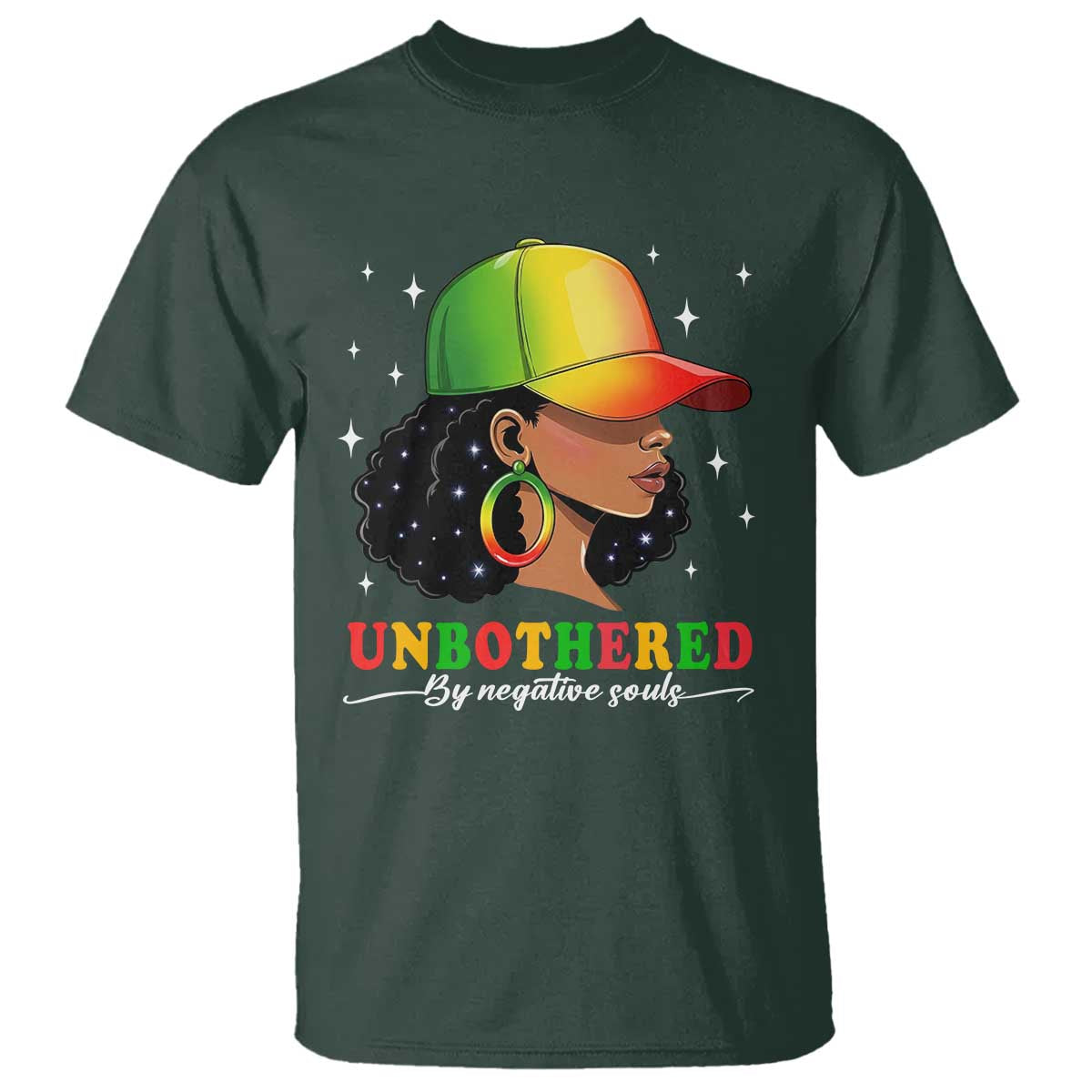 Afro African American T Shirt Unbothered By Negative Souls Black Sassy Queen