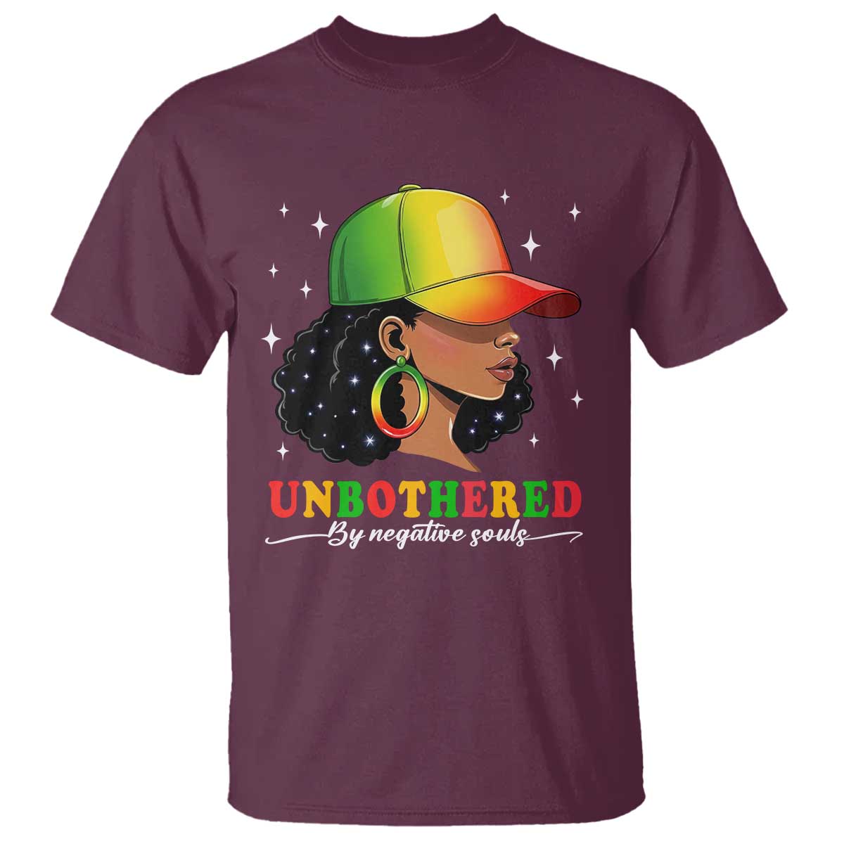 Afro African American T Shirt Unbothered By Negative Souls Black Sassy Queen