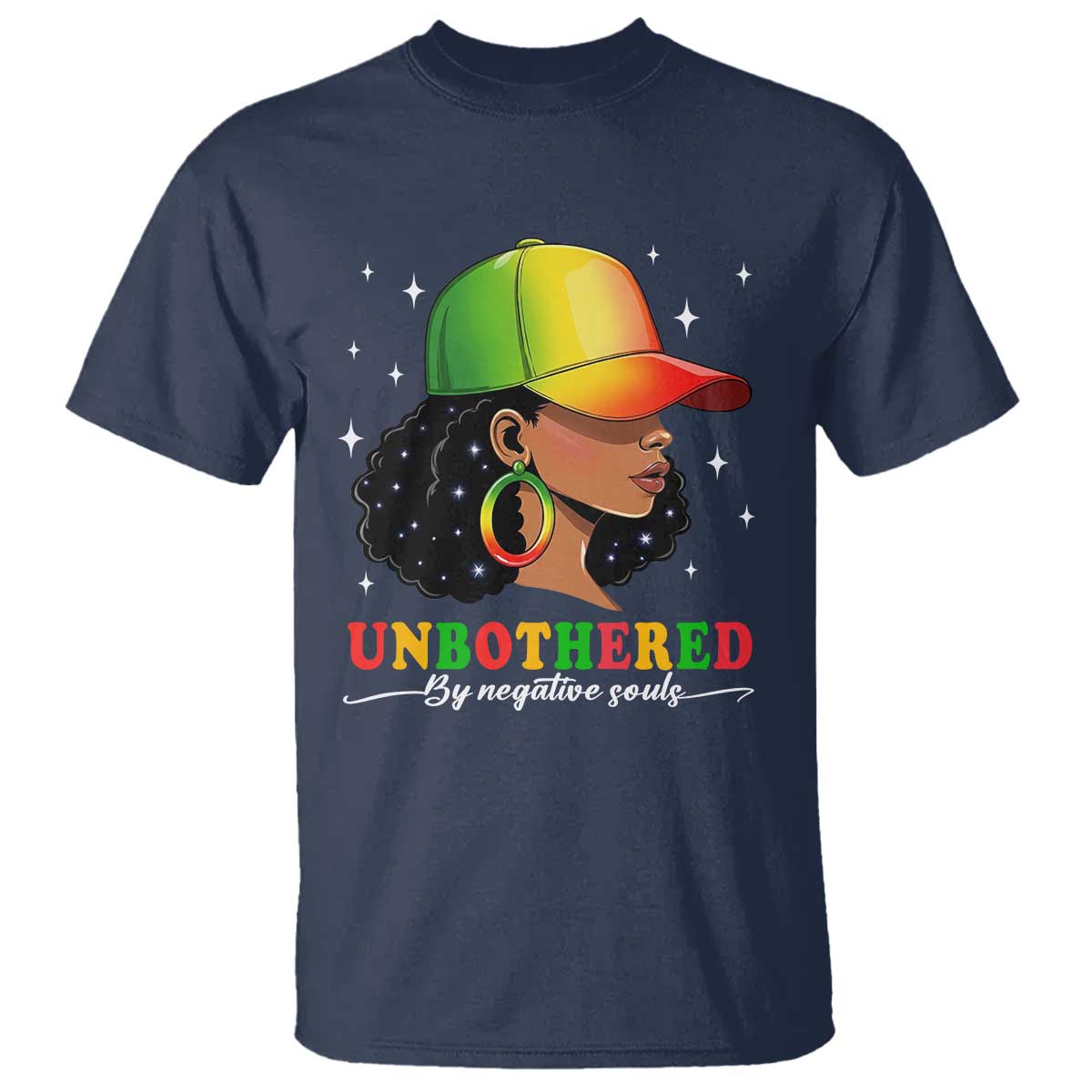 Afro African American T Shirt Unbothered By Negative Souls Black Sassy Queen